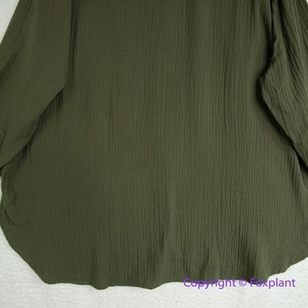 New! Madewell Lightspun Flap Pocket Oversized Ex-Boyfriend Shirt green, size 2X - Picture 10 of 16